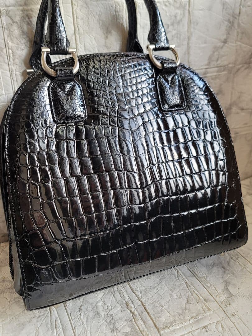 GENUINE CROCODILE SKIN 本クロコダイル バッグ 黒