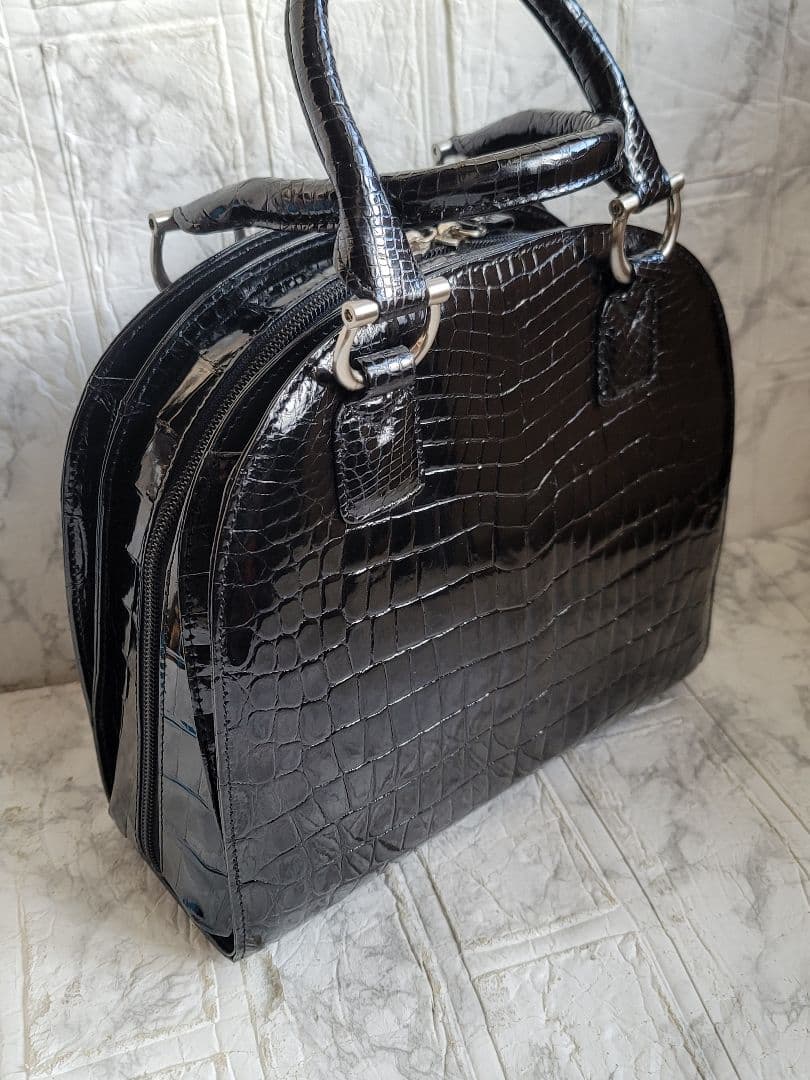 GENUINE CROCODILE SKIN 本クロコダイル バッグ 黒