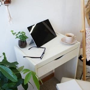 シンプル ドレッサーセット/化粧台・スツールセット 【木目ホワイト】 幅50cm