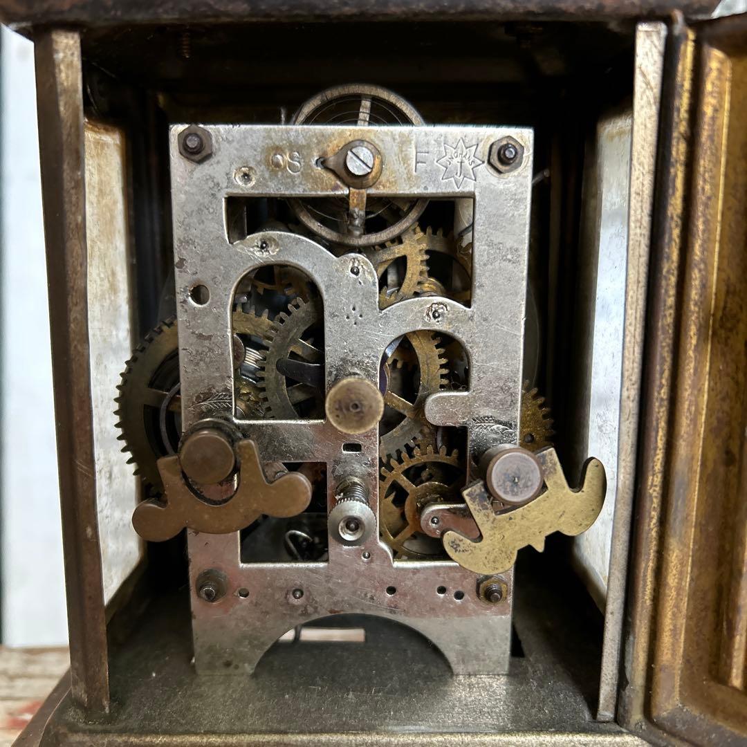 【ジャンク】JUNGHANS 真鍮 アンティーク 置き時計 ゼンマイ式