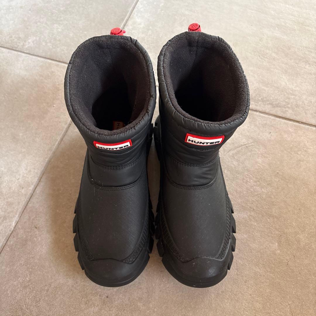 HUNTER レディース ショート スノーブーツ防寒シューズ black