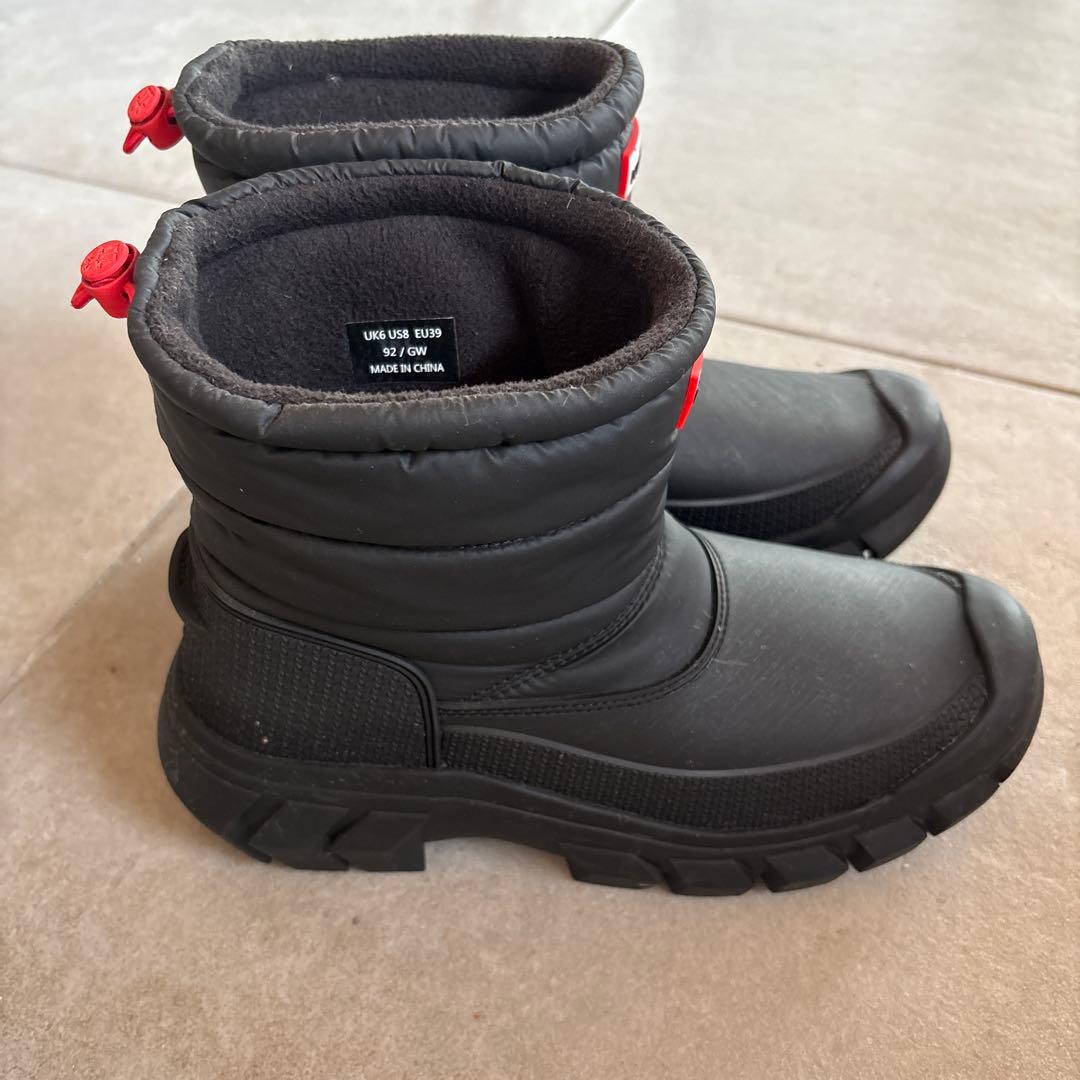 HUNTER レディース ショート スノーブーツ防寒シューズ black