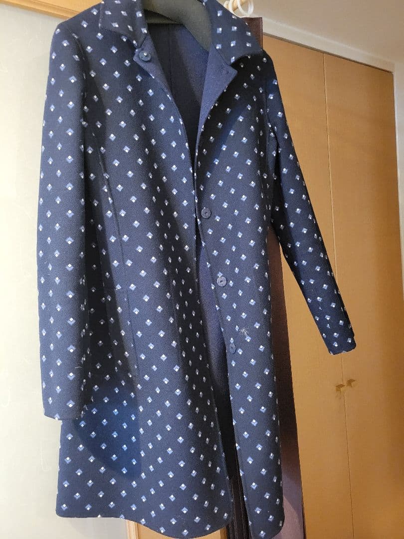 Max Mara　ネイビー リバーシブルウールコート