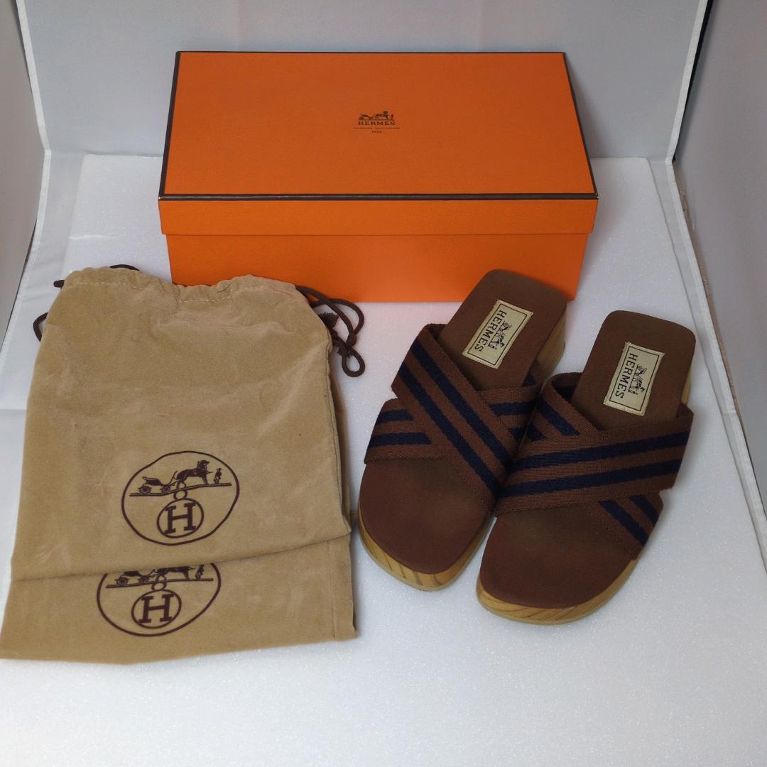 HERMES エルメス サンダル サイズ36 23cm 木製ソール 箱 保存袋付