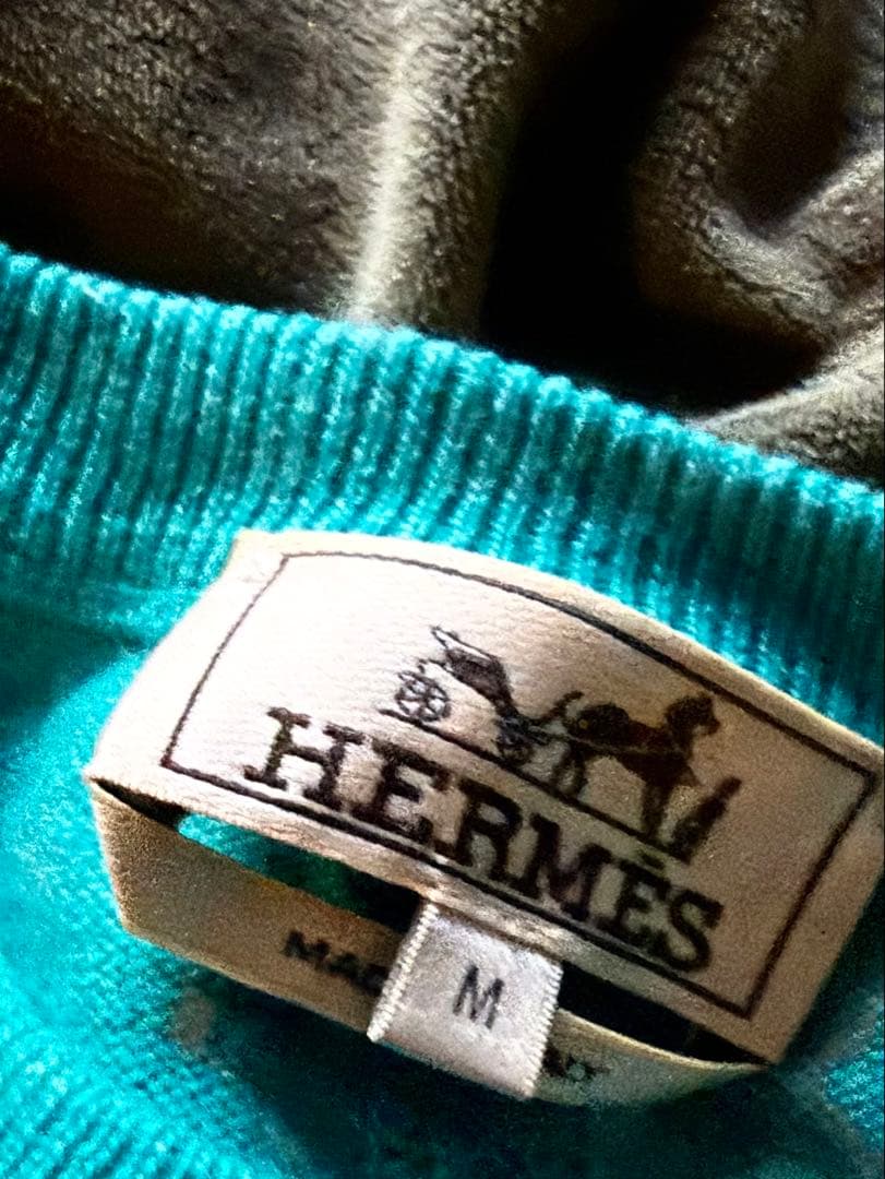 HERMES ターコイズ カシミヤニットセーター M