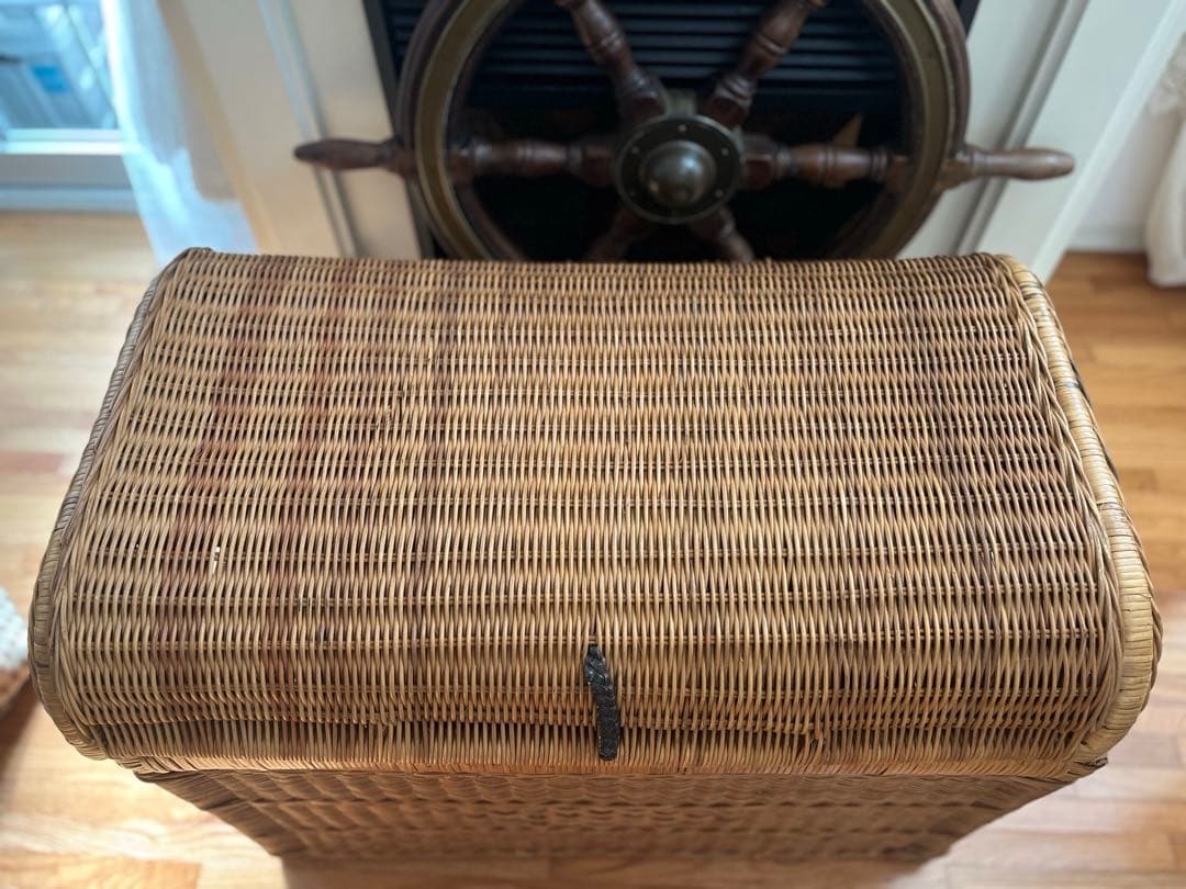 籐 ラタン 蓋付き カゴ バスケット リネン入れ 特大