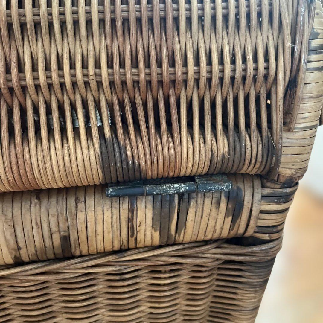 籐 ラタン 蓋付き カゴ バスケット リネン入れ 特大