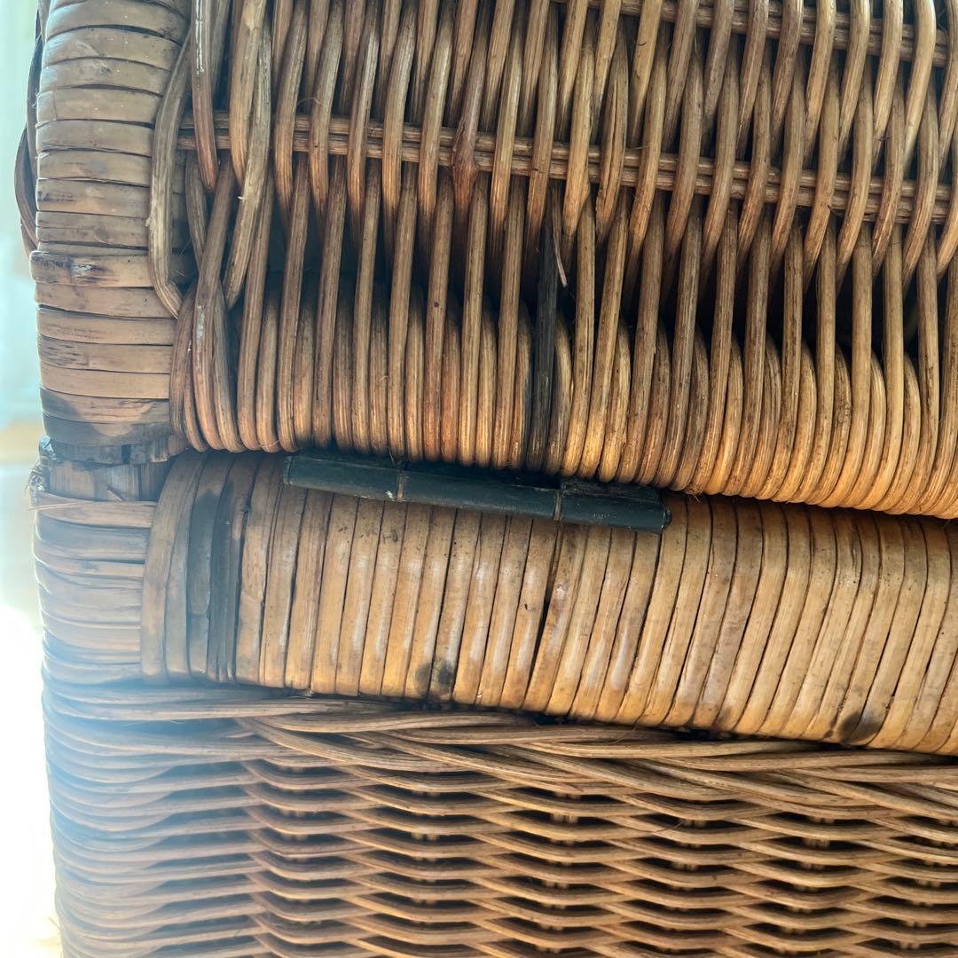 籐 ラタン 蓋付き カゴ バスケット リネン入れ 特大