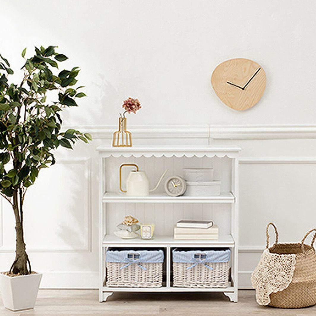 バスケット付3段フリルキャビネット　フレンチカントリー　可愛い　収納　木製　白