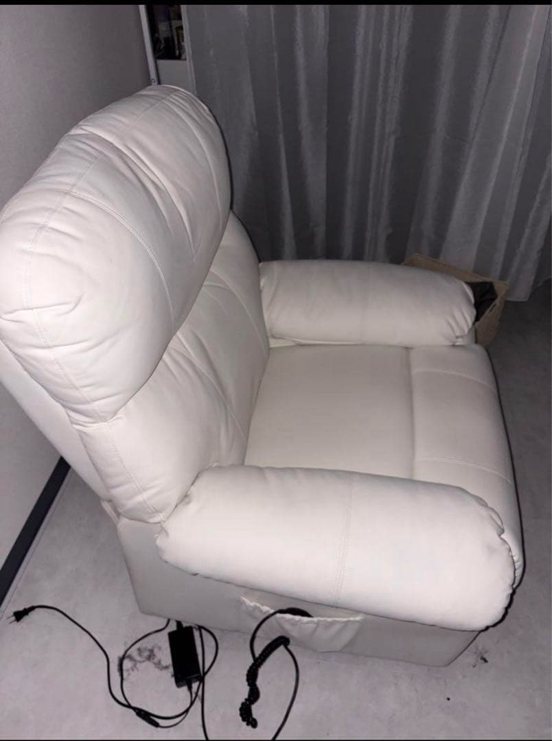 ホワイト PU リクライニングソファ