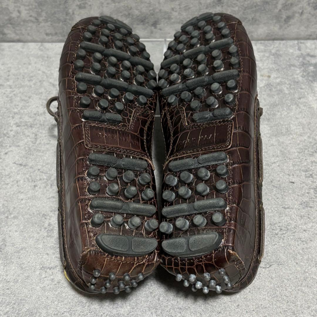 極美品　コールハーン　ドライビングシューズ クロコ型押し　ブラウン　1997