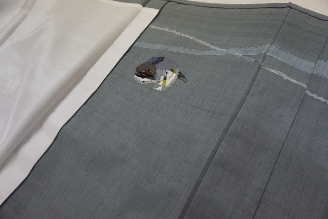 b*r様 オシドリ柄紬の付下げ（単衣仕立て）