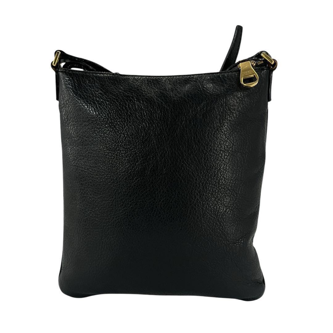 良品　ロエベ　ショルダーバッグ　カメラバッグ　アナグラム　ロゴ型押し　レザー　黒