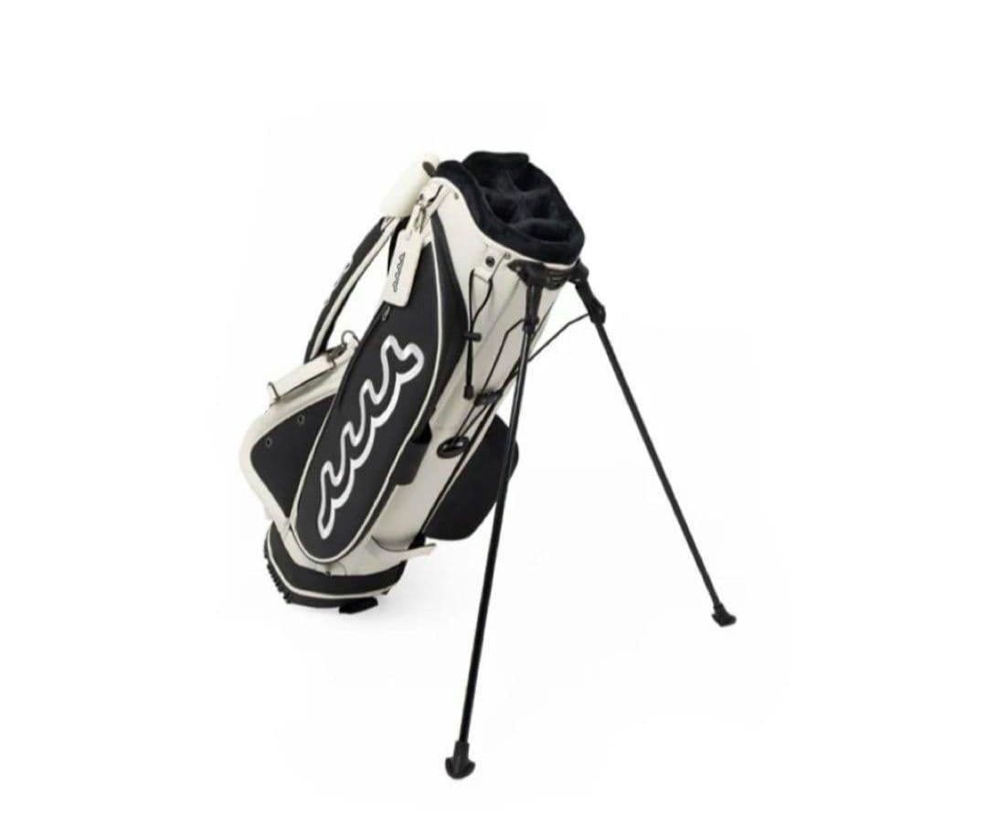 MUTA スタンド式キャディバッグ ホワイト×ブラック　傘付き