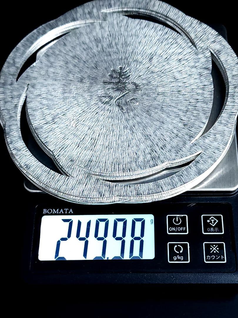 尚美堂製 小林美春　純銀 梅形 壽銀皿 銘々皿 5枚　共箱　計249.98ｇ