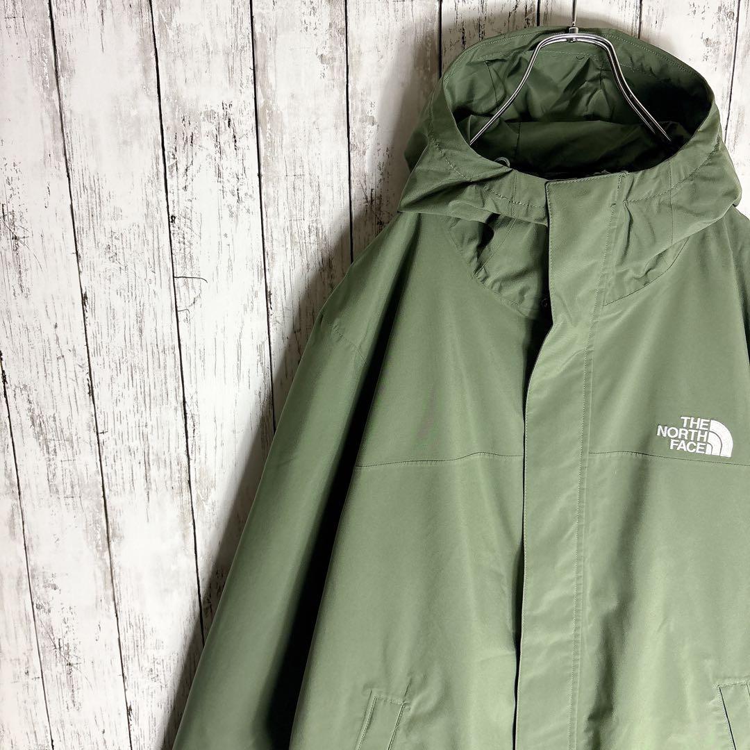 ノースフェイス フィッシュテール モッズコート XL オリーブ 刺繍ロゴ