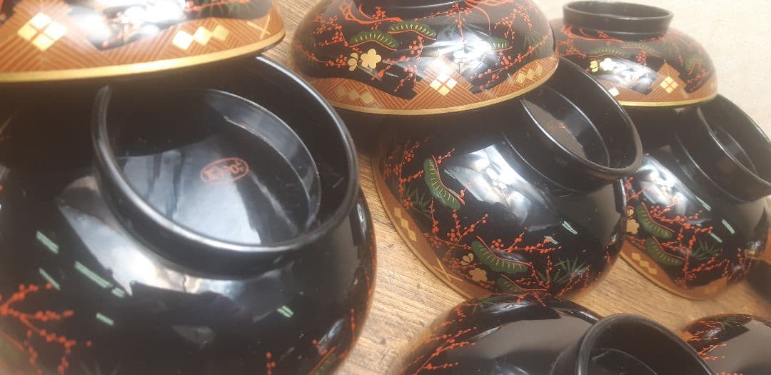 ☆松竹梅 蒔絵 煮物湾 10客セット☆ 漆器 浄法寺 秀衡椀 南部 懐石料理