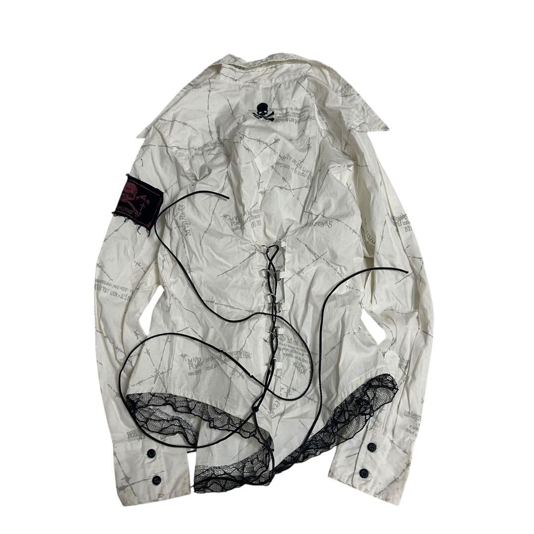 MAD PUNKS レースアップ　レース付きフリルシャツ パンク　y2k