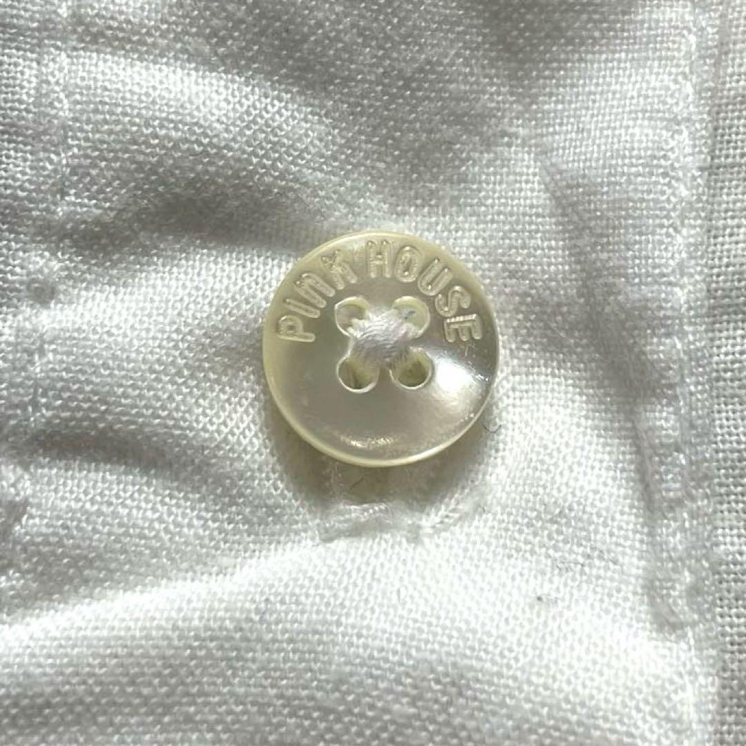 お洒落✨ピンクハウス ブラウス シャツ ピコフリル ロゴ刺繍 白 ホワイト 長袖