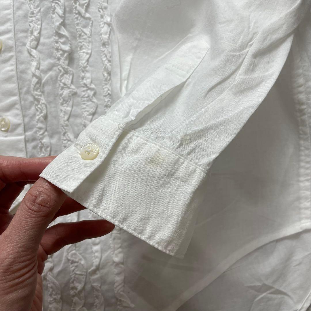 お洒落✨ピンクハウス ブラウス シャツ ピコフリル ロゴ刺繍 白 ホワイト 長袖