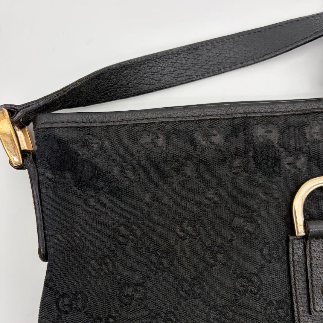 GUCCI ショルダーバッグ サコッシュ GGキャンバス アビーライン ブラック