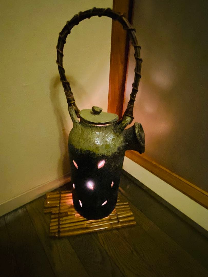 [未使用] 室内用　和モダン　陶器　急須型　ライト　ランプ/オブジェ