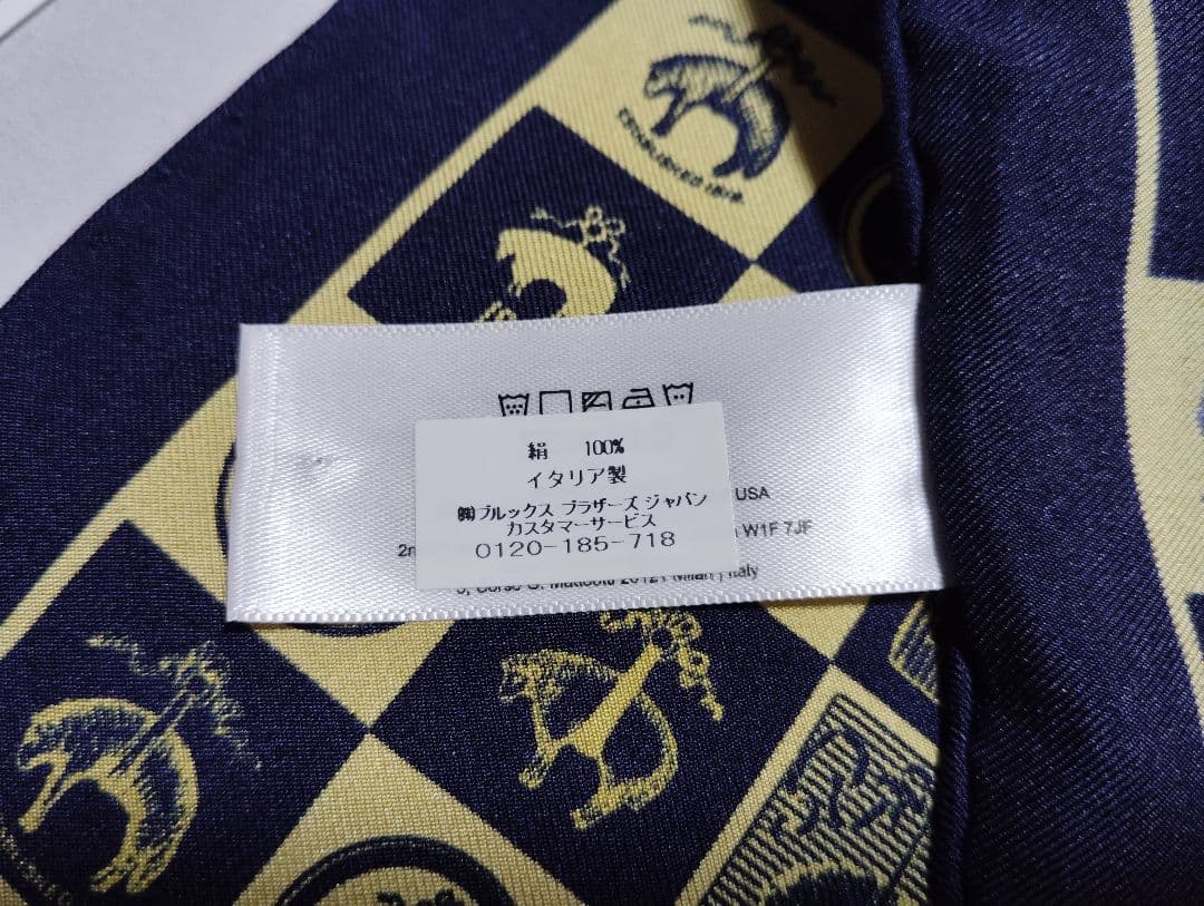 希少　ブルックスブラザーズ　200周年記念ポケットチーフ　ブロックフリース　紺金