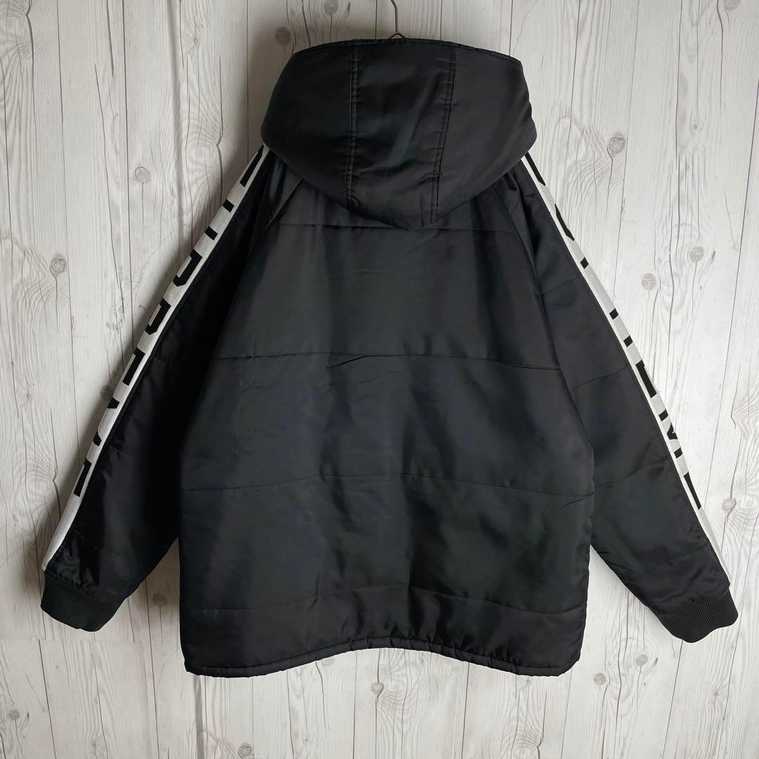 【2WAY】シュプリーム☆両袖ロゴ 裏地ボア ナイロンジップジャケット 黒 L