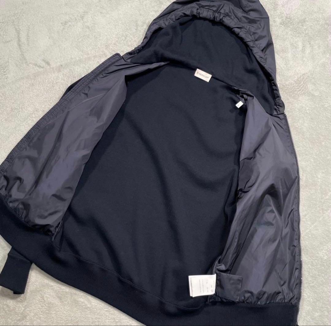 モンクレール　カーディガン　トリコット　フードジップ切替パーカー　ネイビー　L