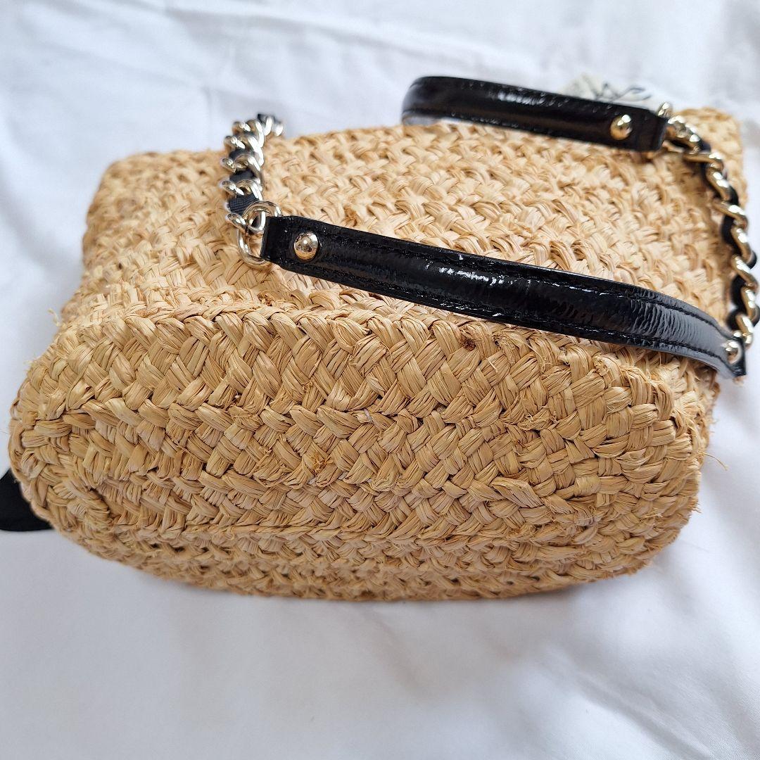 【新品未使用】kate spadeケイトスペード カゴバッグ リボン チェーン