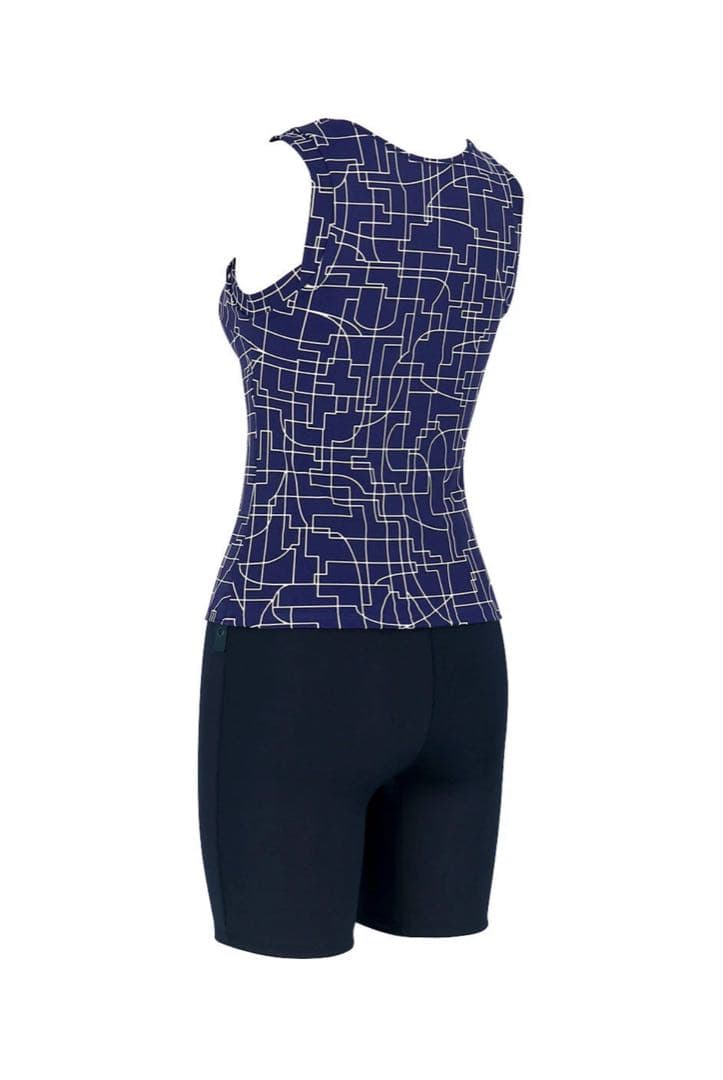 スポーツ用水着 ネイビー/ホワイト