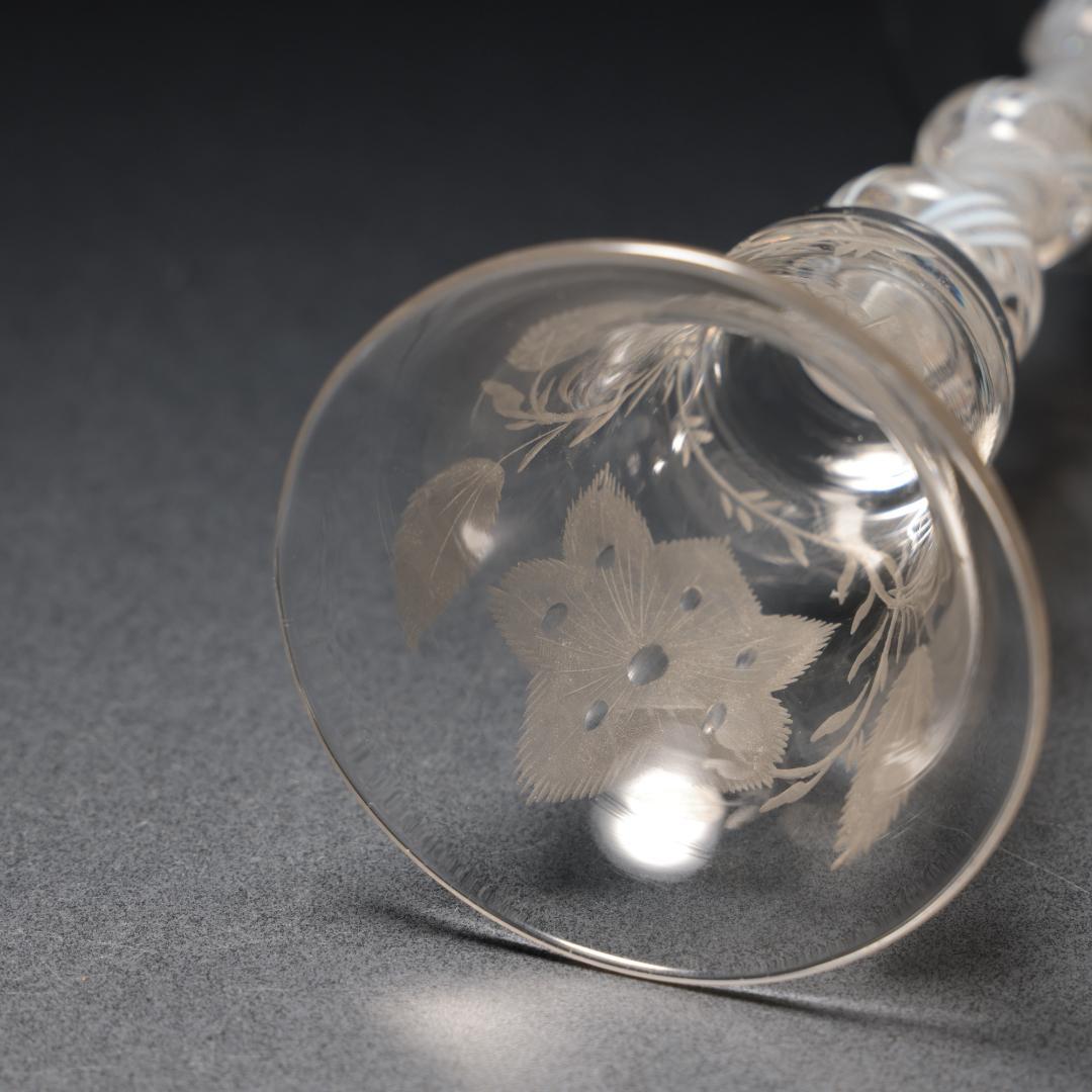 アンティークグラス　ジャコバイト　バラと蝶　ツイストステム　R1539ダI