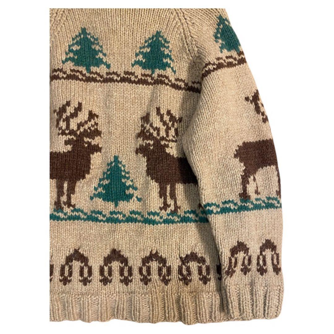 60s カウチンセーター トナカイ柄　ウールニット ヴィンテージ