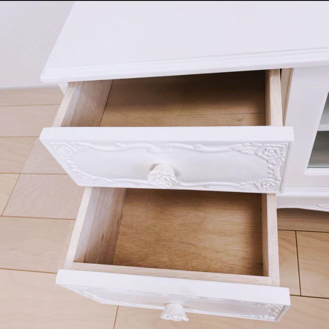 ロココ調　猫足　テレビ台　ホワイト　120サイズ　姫系家具　送料込み