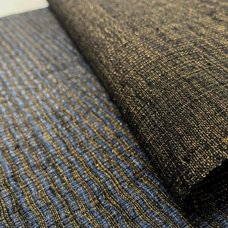 512mn75◇紙布 絹 揺らぎ曲線 金糸 名古屋帯◇美品