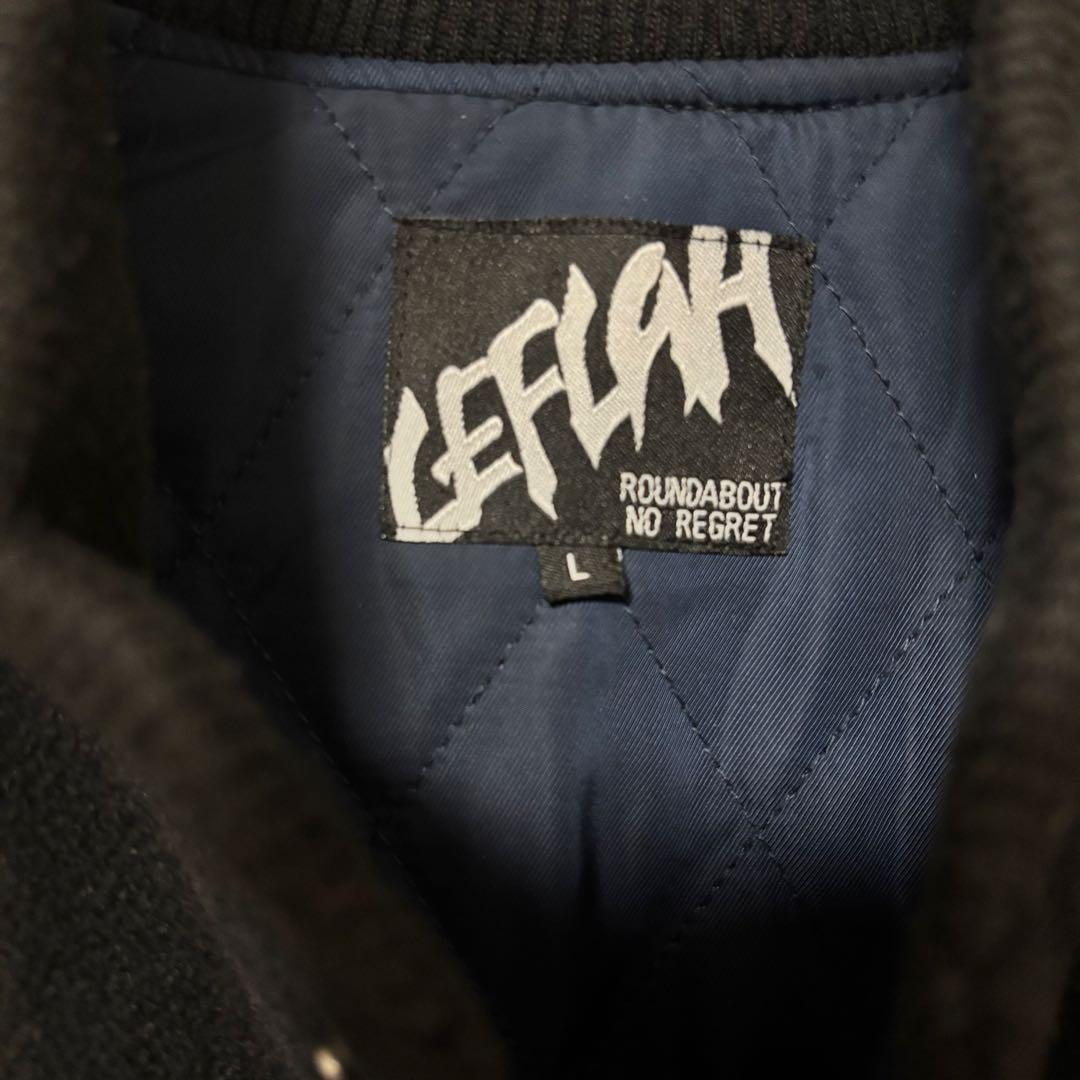 【激レア】LEFLAH レフラー スタジャン L 刺繍 本革　ブラック