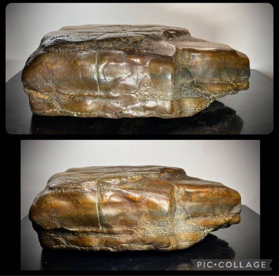 6247 瀬田川飴虎石 ウブ 横38×奥行12(cm) 17.85kg水石 骨董