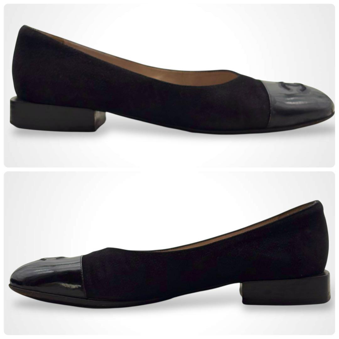 CHANEL シャネル ココマーク フラットシューズ パンプス 黒 イタリア製