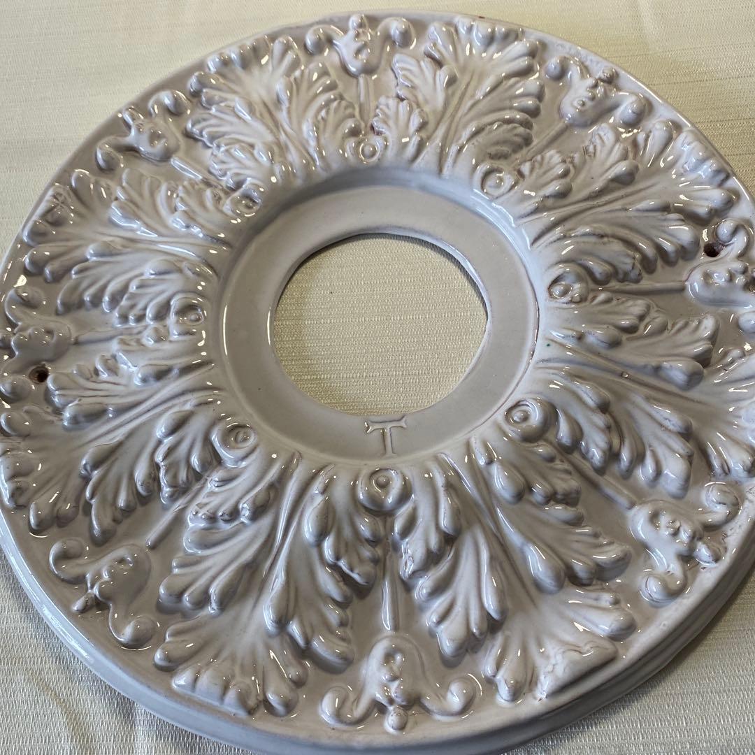 Blanc様　ヴィンテージ天井照明装飾ハンドメイドシーリングメダリオン　白