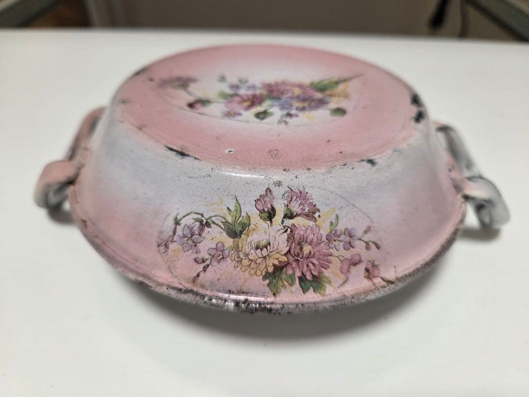 アンティーク花柄ホーロー鍋セット