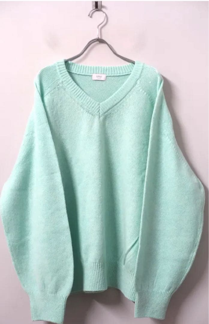 25aw URU(ウル)/V NECK KNIT/L.GREEN 2