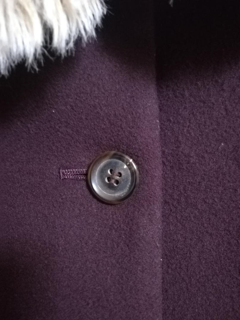 Jane Marple ラムメルトンファーカラーケープコート ウール サイズM