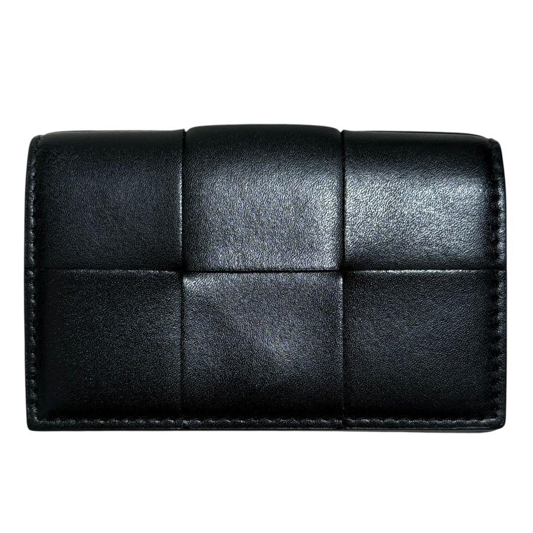 ボッテガヴェネタ 現行 カセット マキシイントレチャート 名刺入れ レザー 黒