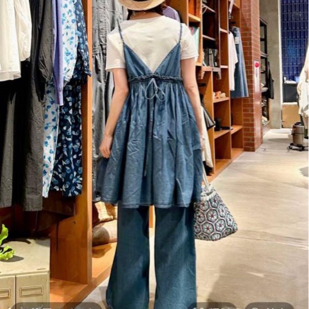 ニコアンド　インディゴ刺繍キャミソール　INDIA