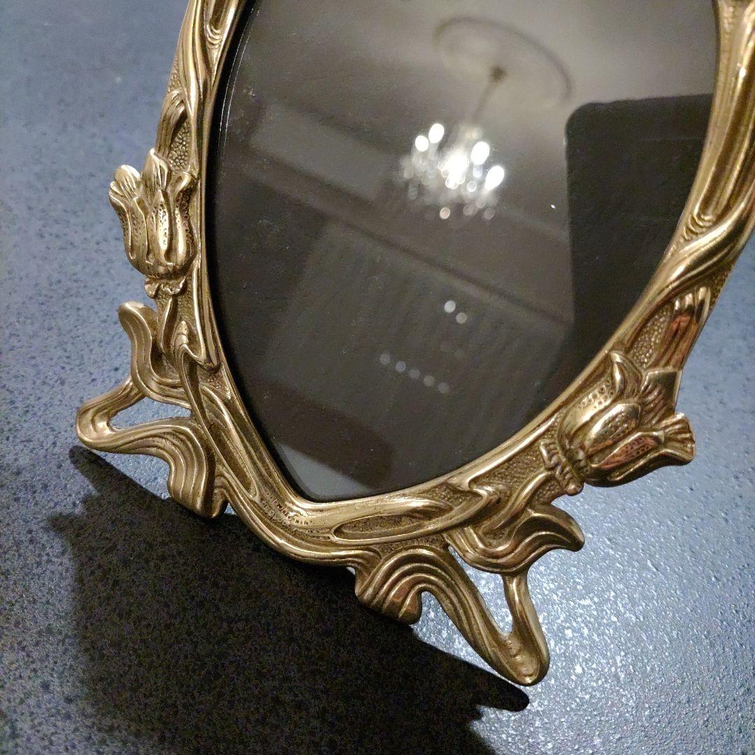 フォトフレーム　ゴールド　写真立て　アール・ヌーヴォー　真鍮