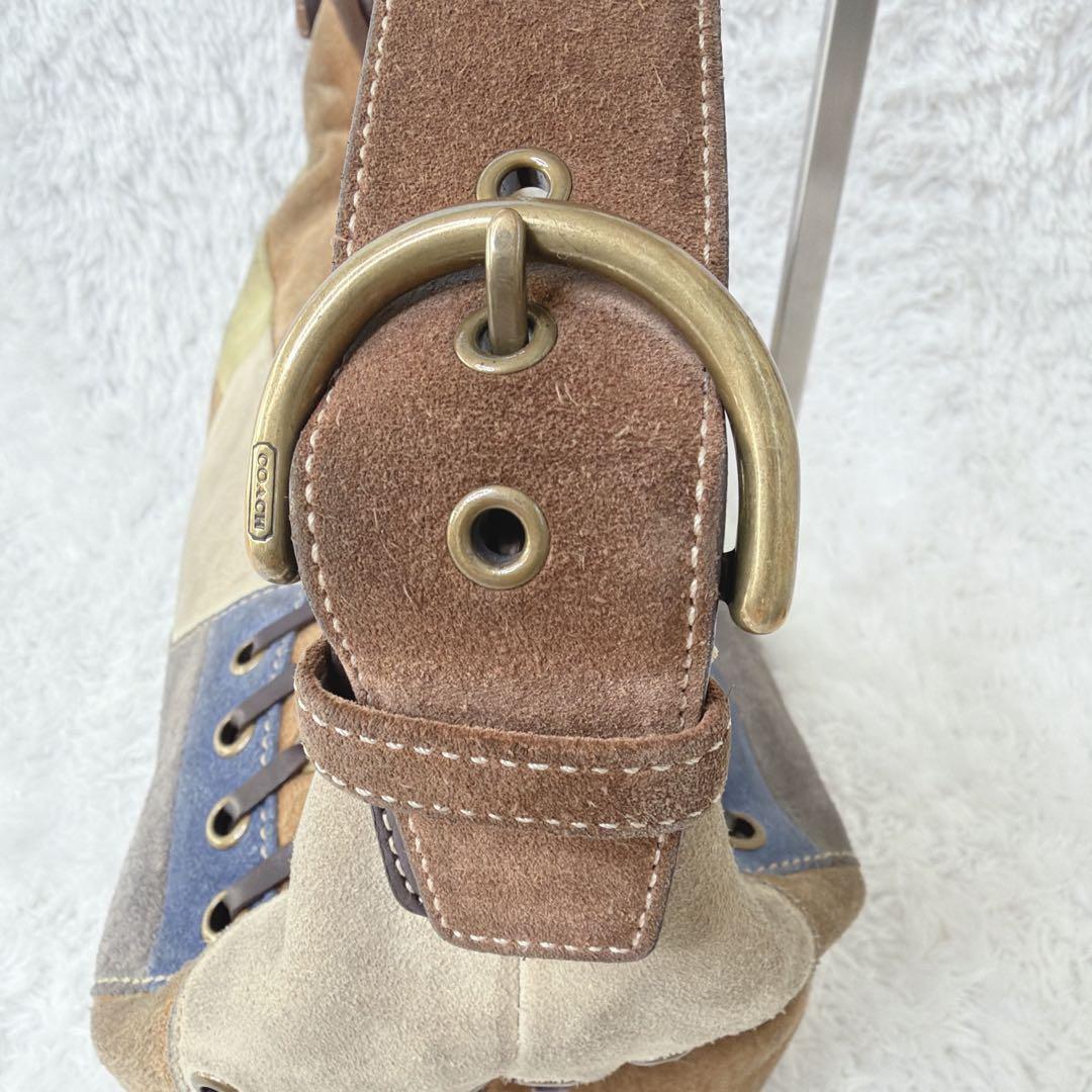 希少✨ COACH スエード レザー パッチワーク ショルダー バッグ 肩掛け