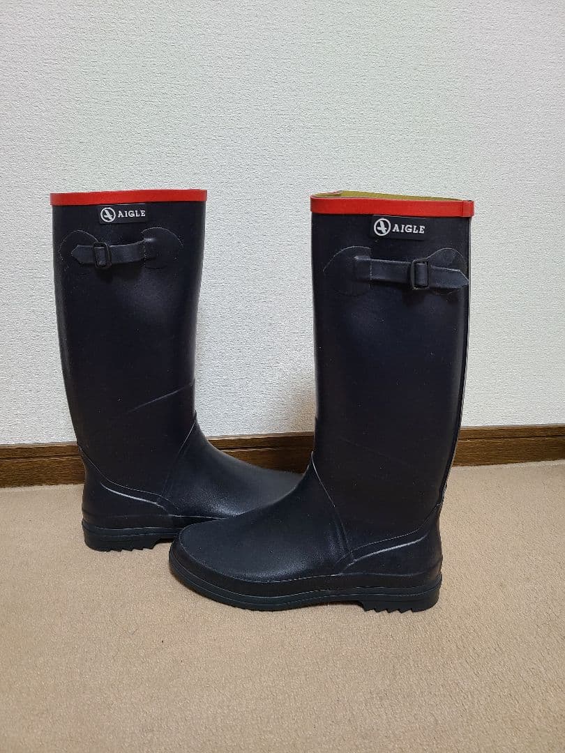 AIGLE　レインブーツ黒　レディース　サイズ39(24.5cm相当)