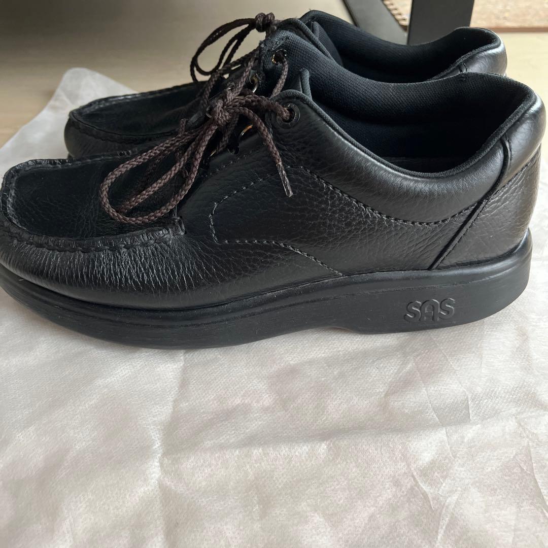 SASエスエーエス　レザー シューズ スニーカー黒 ブラック靴BOUT TIME