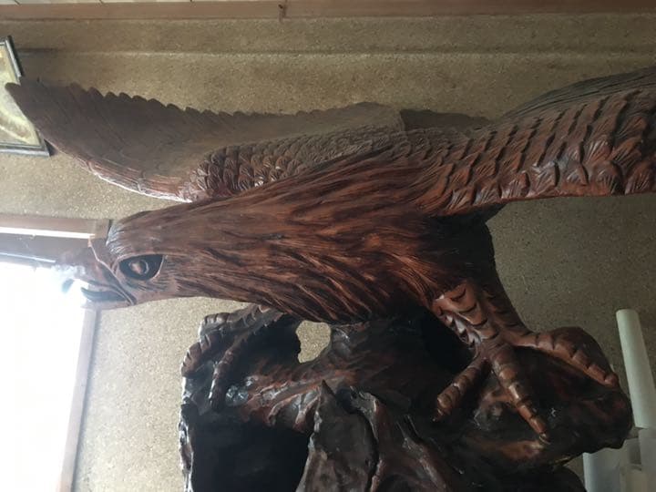 鷲　木彫り　超特大　※引取限定　骨董　彫刻　置物