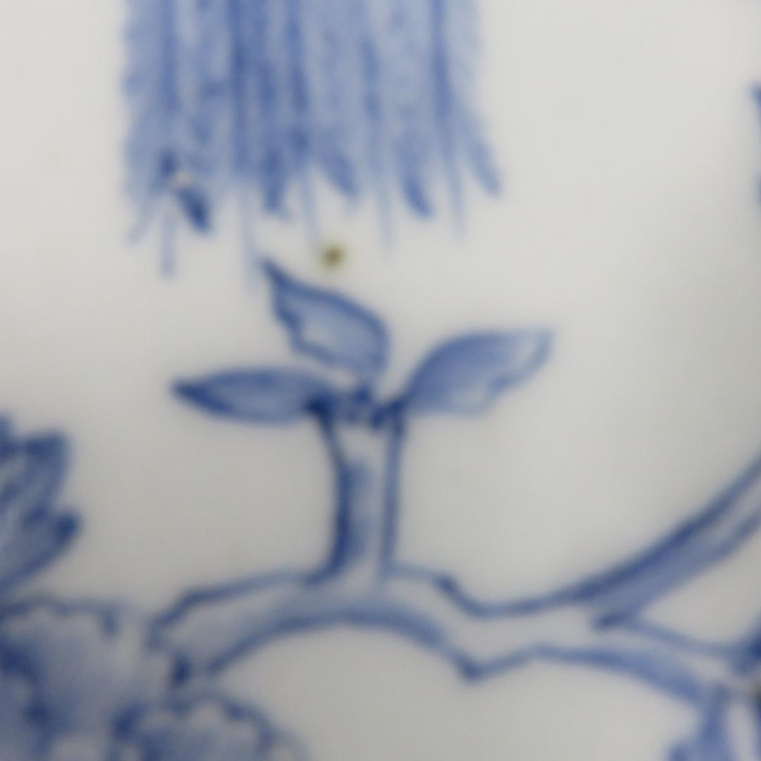 長皿 長角皿 染付 線画 4枚 窯傷 スレ僅か 美品 柳